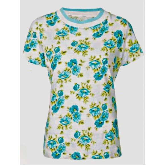 Zimmermann Whitewave Tee in Teal Poppy Floral 1 NWT - Picture 1 of 11